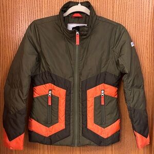 Obermeyer Olive and Orange Kids Puffer Jacket